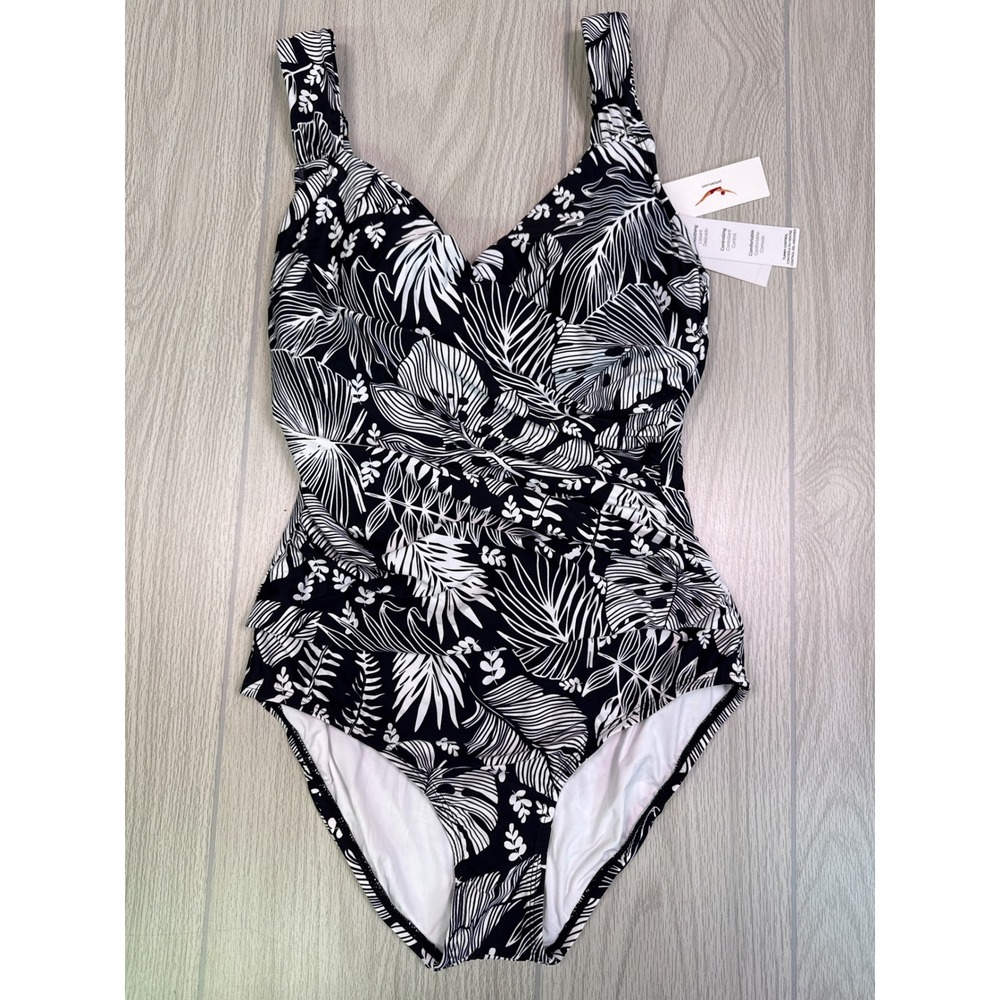 Jantzen Womens Tropical Leaf One Piece Swimsuit Size 8 New With Tags
